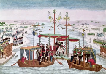 O Encontro entre Napoleão I (1769-1821) e o Czar Alexandre I (1777-1825) em Niemen, 25 de junho de 1807